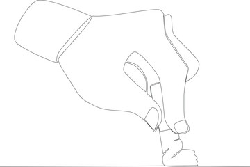 A hand stubbed the end of the cigarette on the floor. No tobacco day one line drawing