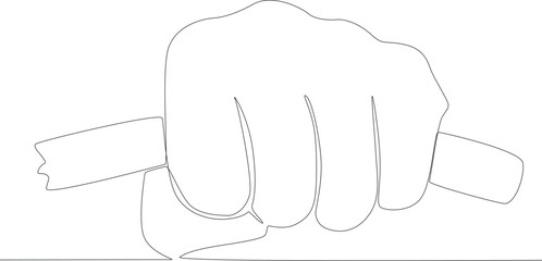 A hand holding a tobacco cigarette. No tobacco day one line drawing