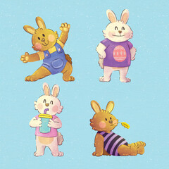 easter bunny and easter eggs and Easter seamless pattern with rabbits and bunny free vector