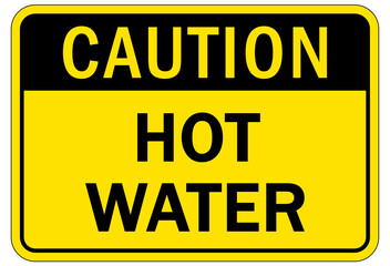 Hot water sign and labels