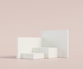 3D Rendering abstract minimal  showcase, mockup for product scene, abstract walls and cube .