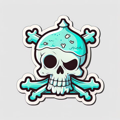 Introducing our adorable Skull and Bones Sticker, a cute and charming addition to your sticker collection! This whimsical cartoon-inspired design showcases a pastel color palette, making it the perfec