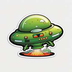 Alien UFO Abduction: A Captivating and Colorful Sticker Experience

