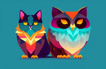 Fotobehang multicolor vector style owl illustration © lndstock
