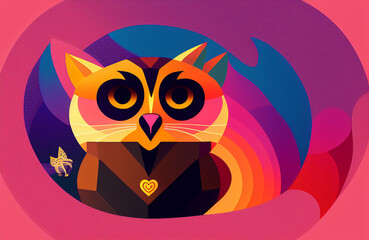 multicolor vector style owl illustration