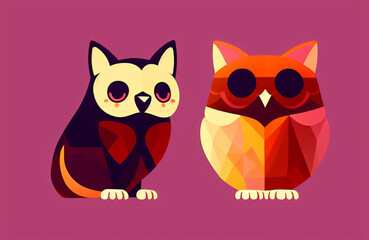 multicolor vector style owl illustration