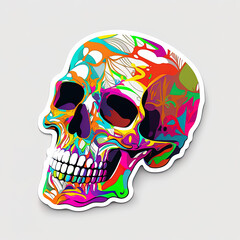 Introducing our vibrant Skull and Bones Sticker, a bold and hopeful representation of life and art! This eye-catching algorithmic art piece combines contour and vector elements to create a unique, int