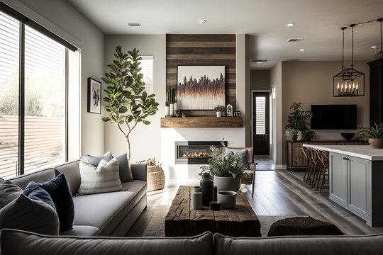 Elegant Modern living room, home design interior, architectural photography. Generative ai