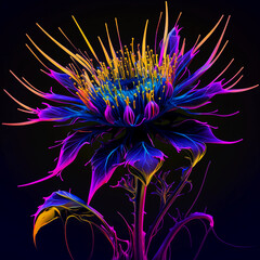 Bright neon trendy effect abstract flower. Abstract wallpaper with a bold vibrant, print space background.AI generative