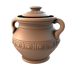 clay pot isolated on white background , ai generated