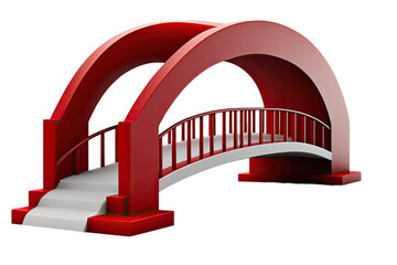 red bridge on white, ai generated