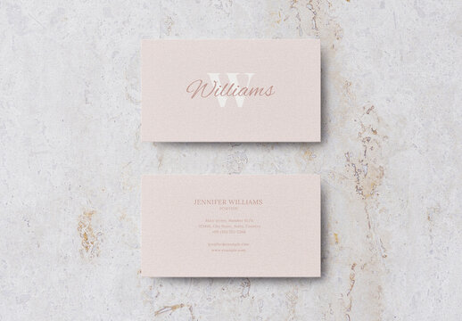 Marble Pink Minimal Business Card Logo Effect Mockup Template