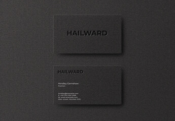 Black Minimal Pressed Business Card Logo Effect Mockup Template