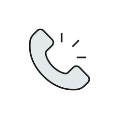 Handset thin line icon. Color linear symbol. Vector illustration.