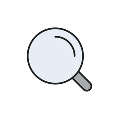 Magnifier thin line icon. Color linear symbol. Vector illustration.