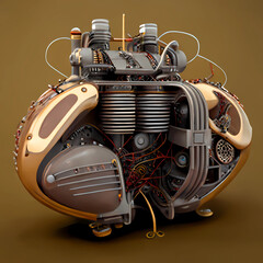 Mechanical Marvel: A Futuristic Liver as a High-Tech Machine with Wires, Gears, and Other Complex Components