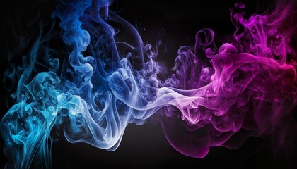 Abstract colored smoke on a dark background, smoky vape colored background generative by AI
