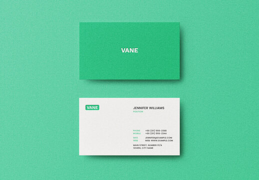 Green Pressed Embossed Business Card Logo Effect Mockup Template