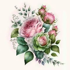 Cute Watercolor Natural Flower Illustration Generative AI