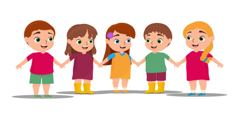 a few cute and funny kids on a white background. children's day, family day. vector illustration