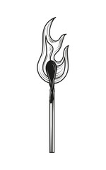 flaming match minimalist tattoo