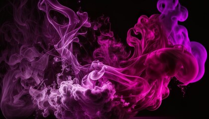 Abstract colored smoke on a dark background, smoky vape colored background generative by AI