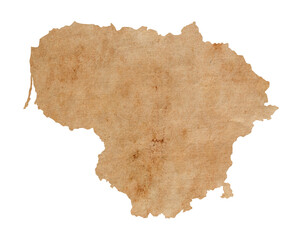 map of Lithuania on old brown grunge paper	