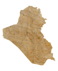 map of Iraq on old brown grunge paper	