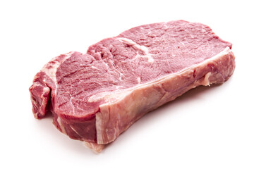 Surowy stek wołowy, czerwone mięso na białym tle - obrazy, fototapety, plakaty