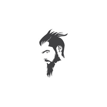 bearded male face sideways logo abstract illustration design vector