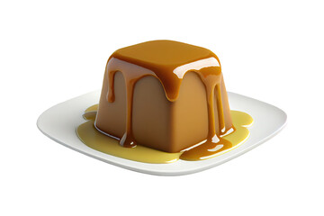 Pudding caramel isolated on transparent background. generative Ai