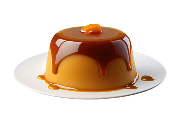 Pudding caramel isolated on transparent background. generative Ai
