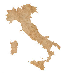 map of Italy on old brown grunge paper	 - obrazy, fototapety, plakaty