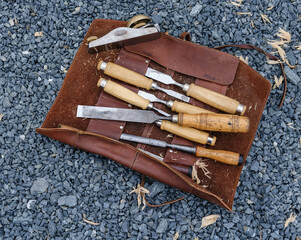 Wooden Sailboat building tools in a Chesapeake Bay Boat yard