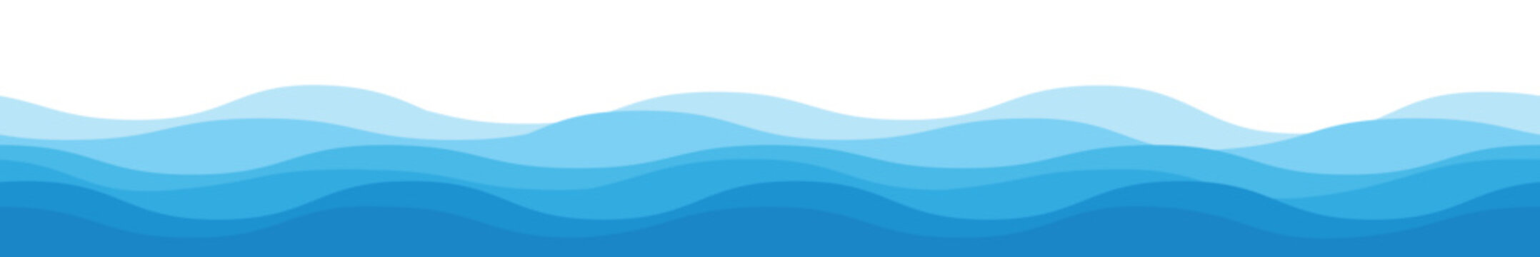 Seamless sea waves pattern. Water wave abstract design. Blue ocean wave layer