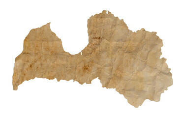 map of Latvia on old brown grunge paper	