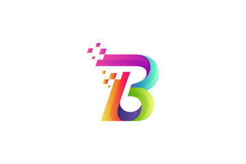 B Letter Mark Logo With Pixel Motion