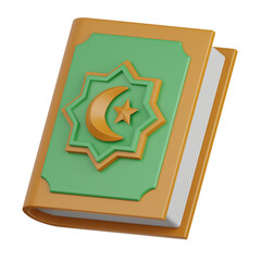 3d rendering quran book isolated useful for muslim, religion, ramadan kareem eid al fitr design