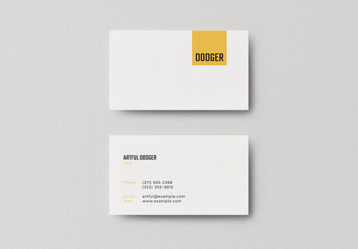 White Classic Minimal Business Card Logo Effect Mockup Template