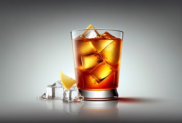 glass of iced tea with lots of ice, isolated on white, generative ai - obrazy, fototapety, plakaty