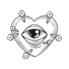 eye in heart minimalist tattoo