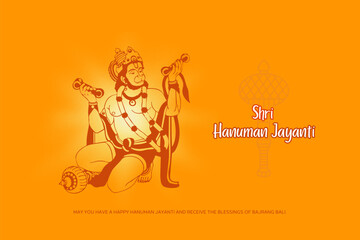 Fototapeta na wymiar Jai Shri Ram. happy hanuman Jayanti. lord hanuman vector illustration design over orange background.