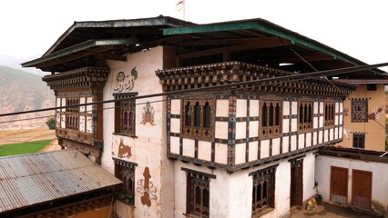 Fototapeta na wymiar Traditional Bhutanese architecture in Punahka, Bhutan