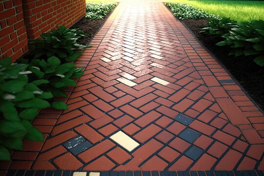 Red Brick Sidewalk for Home Garden 2. Generative AI