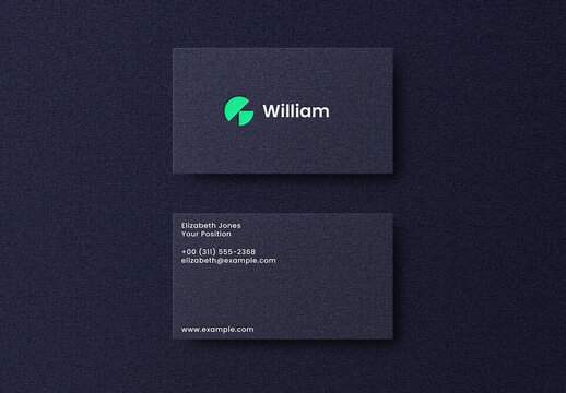 Dark Blue Green Business Card Logo Effect Mockup Template