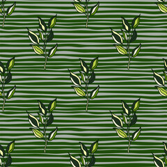 Seamless pattern branches with leaves. Organic background.