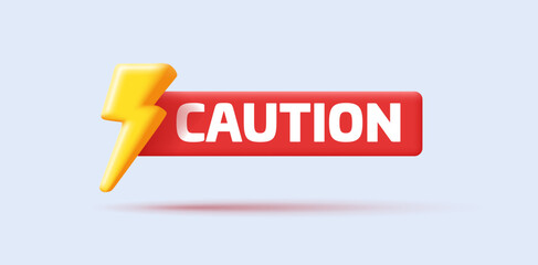 3d High voltage icon, danger. Electric hazard sign with lighting. caution and danger warning symbol, shock hazard mark. 3d rendering. Vector illustration