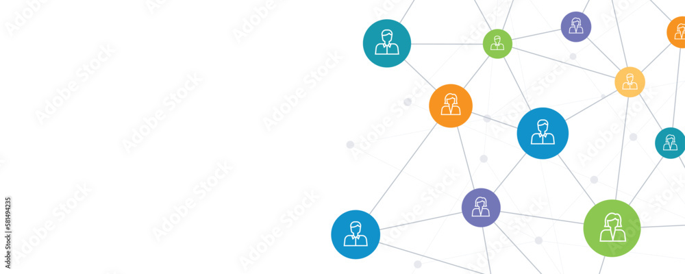 Poster flat abstract social network connection and business online communication concept