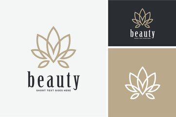 Fototapeta na wymiar Beauty Lotus Flower Petal for Natural Organic Cosmetic or Health Skin Care Spa Logo Design