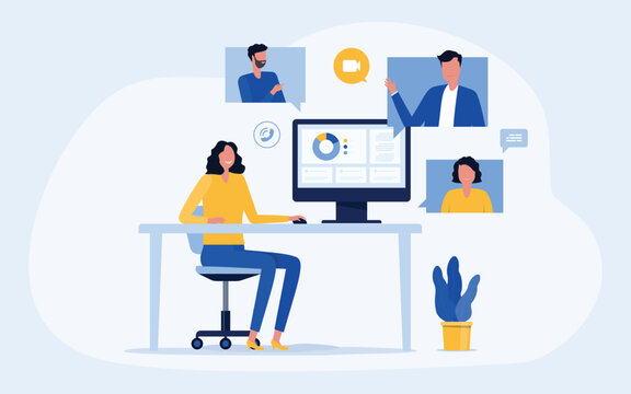 business smart working with online video conference meeting concept and business team working from anywhere with internet  technology.